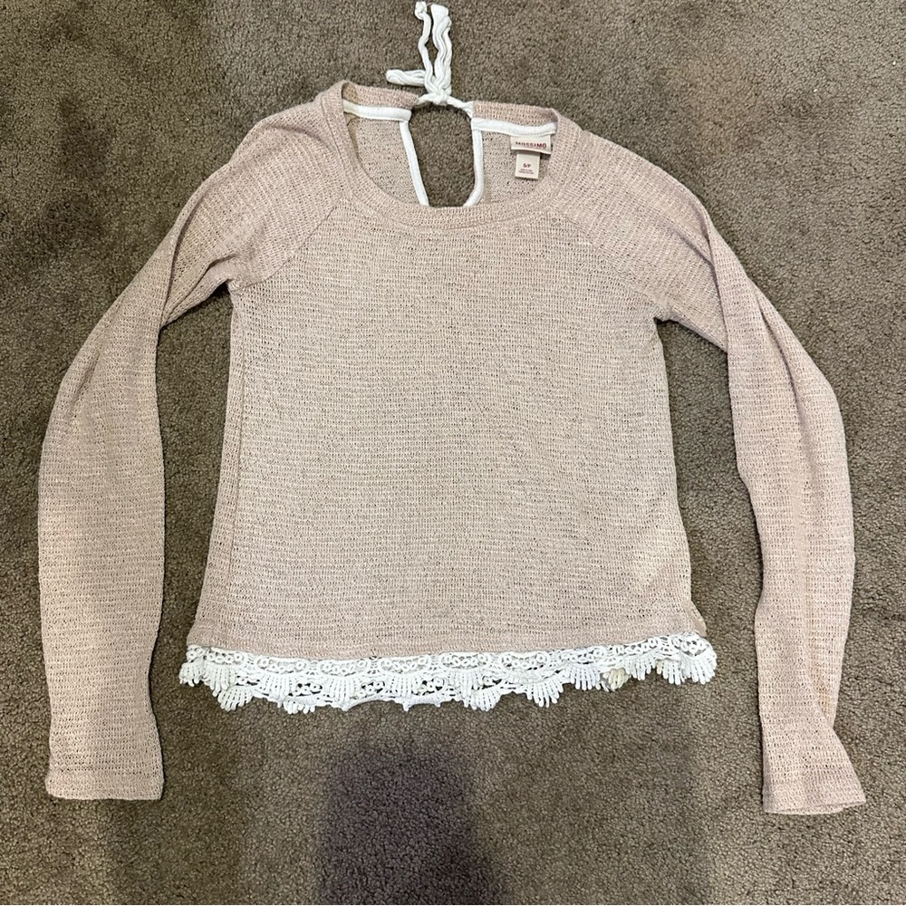 Mossimo Crochet Trim Lace Knitting Pullover Sweater